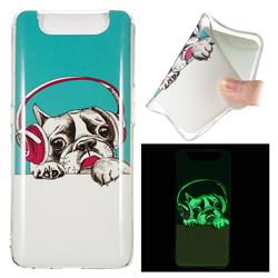 Headphone Puppy Noctilucent Soft TPU Back Cover for Samsung Galaxy A80 A90