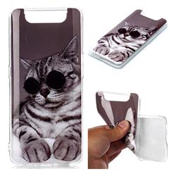 Kitten with Sunglasses Soft TPU Cell Phone Back Cover for Samsung Galaxy A80 A90