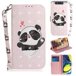 Heart Cat 3D Painted Leather Wallet Phone Case for Samsung Galaxy A80 A90