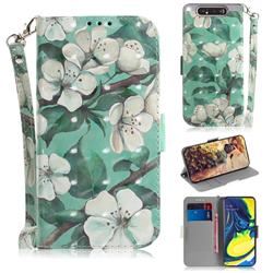 Watercolor Flower 3D Painted Leather Wallet Phone Case for Samsung Galaxy A80 A90