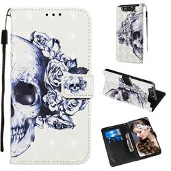 Skull Flower 3D Painted Leather Wallet Case for Samsung Galaxy A80 A90