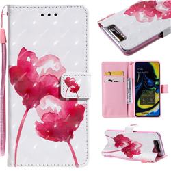 Red Rose 3D Painted Leather Wallet Case for Samsung Galaxy A80 A90