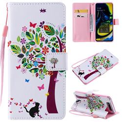 Cat and Tree PU Leather Wallet Case for Samsung Galaxy A80 A90