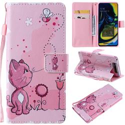 Cats and Bees PU Leather Wallet Case for Samsung Galaxy A80 A90