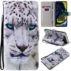 White Leopard PU Leather Wallet Case for Samsung Galaxy A80 A90