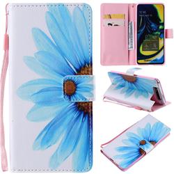 Blue Sunflower PU Leather Wallet Case for Samsung Galaxy A80 A90