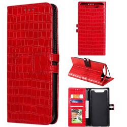 Luxury Crocodile Magnetic Leather Wallet Phone Case for Samsung Galaxy A80 A90 - Red