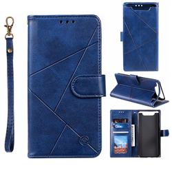 Embossing Geometric Leather Wallet Case for Samsung Galaxy A80 A90 - Blue