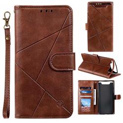Embossing Geometric Leather Wallet Case for Samsung Galaxy A80 A90 - Brown