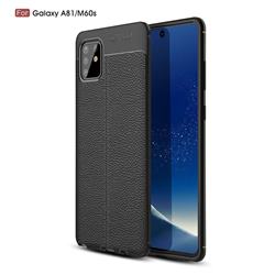 Luxury Auto Focus Litchi Texture Silicone TPU Back Cover for Samsung Galaxy A81 - Black