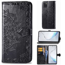 Embossing Imprint Mandala Flower Leather Wallet Case for Samsung Galaxy A81 - Black