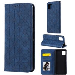 Intricate Embossing Four Leaf Clover Leather Wallet Case for Samsung Galaxy A81 - Dark Blue