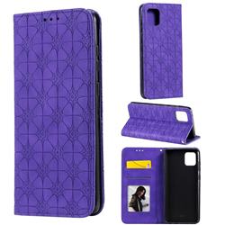 Intricate Embossing Four Leaf Clover Leather Wallet Case for Samsung Galaxy A81 - Purple