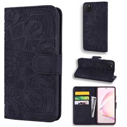 Retro Embossing Mandala Flower Leather Wallet Case for Samsung Galaxy A81 - Black