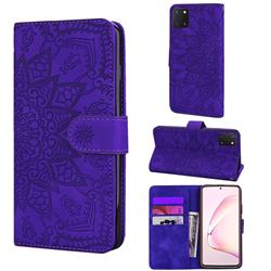 Retro Embossing Mandala Flower Leather Wallet Case for Samsung Galaxy A81 - Purple