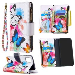Vivid Flying Butterflies Binfen Color BF03 Retro Zipper Leather Wallet Phone Case for Samsung Galaxy A81
