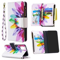 Seven-color Flowers Binfen Color BF03 Retro Zipper Leather Wallet Phone Case for Samsung Galaxy A81