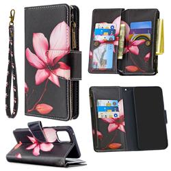Lotus Flower Binfen Color BF03 Retro Zipper Leather Wallet Phone Case for Samsung Galaxy A81