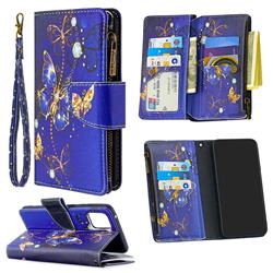 Purple Butterfly Binfen Color BF03 Retro Zipper Leather Wallet Phone Case for Samsung Galaxy A81