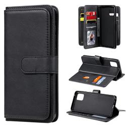 Multi-function Ten Card Slots and Photo Frame PU Leather Wallet Phone Case Cover for Samsung Galaxy A81 - Black