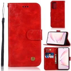 Luxury Retro Leather Wallet Case for Samsung Galaxy A81 - Red
