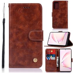 Luxury Retro Leather Wallet Case for Samsung Galaxy A81 - Brown
