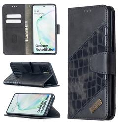BinfenColor BF04 Color Block Stitching Crocodile Leather Case Cover for Samsung Galaxy A81 - Black