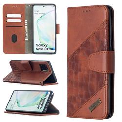 BinfenColor BF04 Color Block Stitching Crocodile Leather Case Cover for Samsung Galaxy A81 - Brown