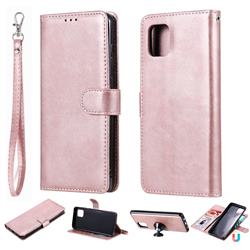 Retro Greek Detachable Magnetic PU Leather Wallet Phone Case for Samsung Galaxy A81 - Rose Gold