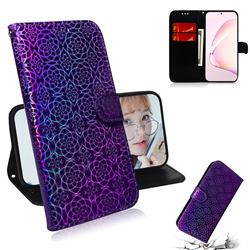 Laser Circle Shining Leather Wallet Phone Case for Samsung Galaxy A81 - Purple