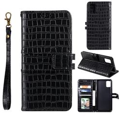 Luxury Crocodile Magnetic Leather Wallet Phone Case for Samsung Galaxy A81 - Black
