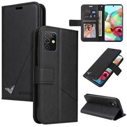 GQ.UTROBE Right Angle Silver Pendant Leather Wallet Phone Case for Samsung Galaxy A81 - Black