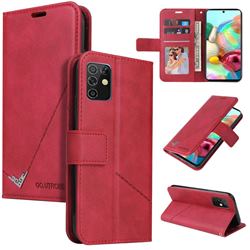 GQ.UTROBE Right Angle Silver Pendant Leather Wallet Phone Case for Samsung Galaxy A81 - Red