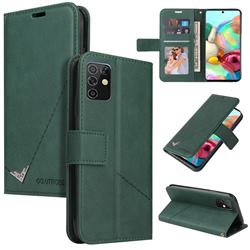 GQ.UTROBE Right Angle Silver Pendant Leather Wallet Phone Case for Samsung Galaxy A81 - Green