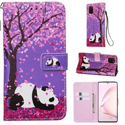 Cherry Blossom Panda Matte Leather Wallet Phone Case for Samsung Galaxy A81