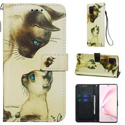 Cat Confrontation Matte Leather Wallet Phone Case for Samsung Galaxy A81