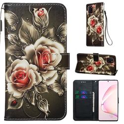Black Rose Matte Leather Wallet Phone Case for Samsung Galaxy A81