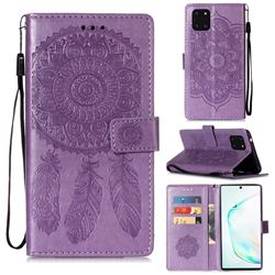 Embossing Dream Catcher Mandala Flower Leather Wallet Case for Samsung Galaxy A81 - Purple