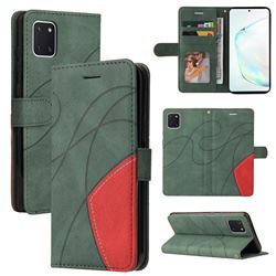 Luxury Two-color Stitching Leather Wallet Case Cover for Samsung Galaxy A81 - Green