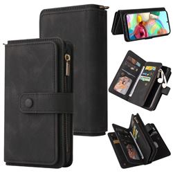 Luxury Multi-functional Zipper Wallet Leather Phone Case Cover for Samsung Galaxy A81 - Black