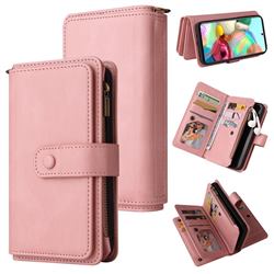 Luxury Multi-functional Zipper Wallet Leather Phone Case Cover for Samsung Galaxy A81 - Pink