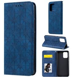 Intricate Embossing Four Leaf Clover Leather Wallet Case for Samsung Galaxy A91 - Dark Blue
