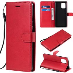 Retro Greek Classic Smooth PU Leather Wallet Phone Case for Samsung Galaxy A91 - Red