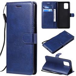 Retro Greek Classic Smooth PU Leather Wallet Phone Case for Samsung Galaxy A91 - Blue