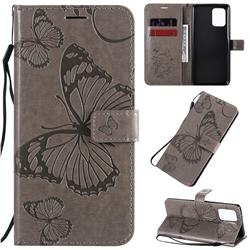 Embossing 3D Butterfly Leather Wallet Case for Samsung Galaxy A91 - Gray