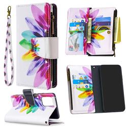 Seven-color Flowers Binfen Color BF03 Retro Zipper Leather Wallet Phone Case for Samsung Galaxy A91