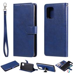 Retro Greek Detachable Magnetic PU Leather Wallet Phone Case for Samsung Galaxy A91 - Blue