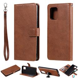 Retro Greek Detachable Magnetic PU Leather Wallet Phone Case for Samsung Galaxy A91 - Brown