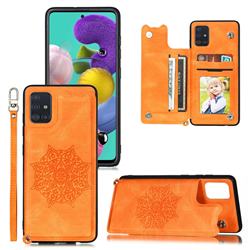 Luxury Mandala Multi-function Magnetic Card Slots Stand Leather Back Cover for Samsung Galaxy A91 - Yellow