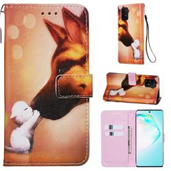 Hound Kiss Matte Leather Wallet Phone Case for Samsung Galaxy A91